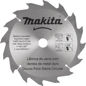 Lamina serra TCT 185mm x 20mm x 16 dentes Makita