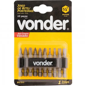 Jogo de ponteiras e bits  10 pe�as  Vonder