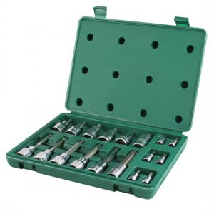 Jogo de Soquetes com Bits Torx 18 Pe�as com Encaixe de 1/4 - 1/2 Pol. SATA