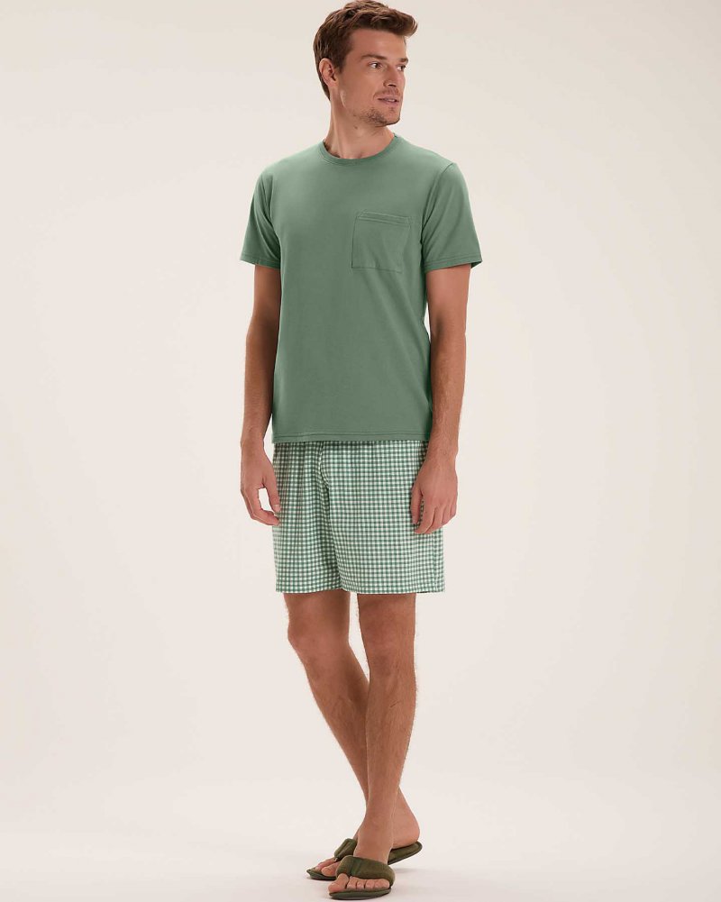 Pijama Masculino Manga Curta Com Bermuda