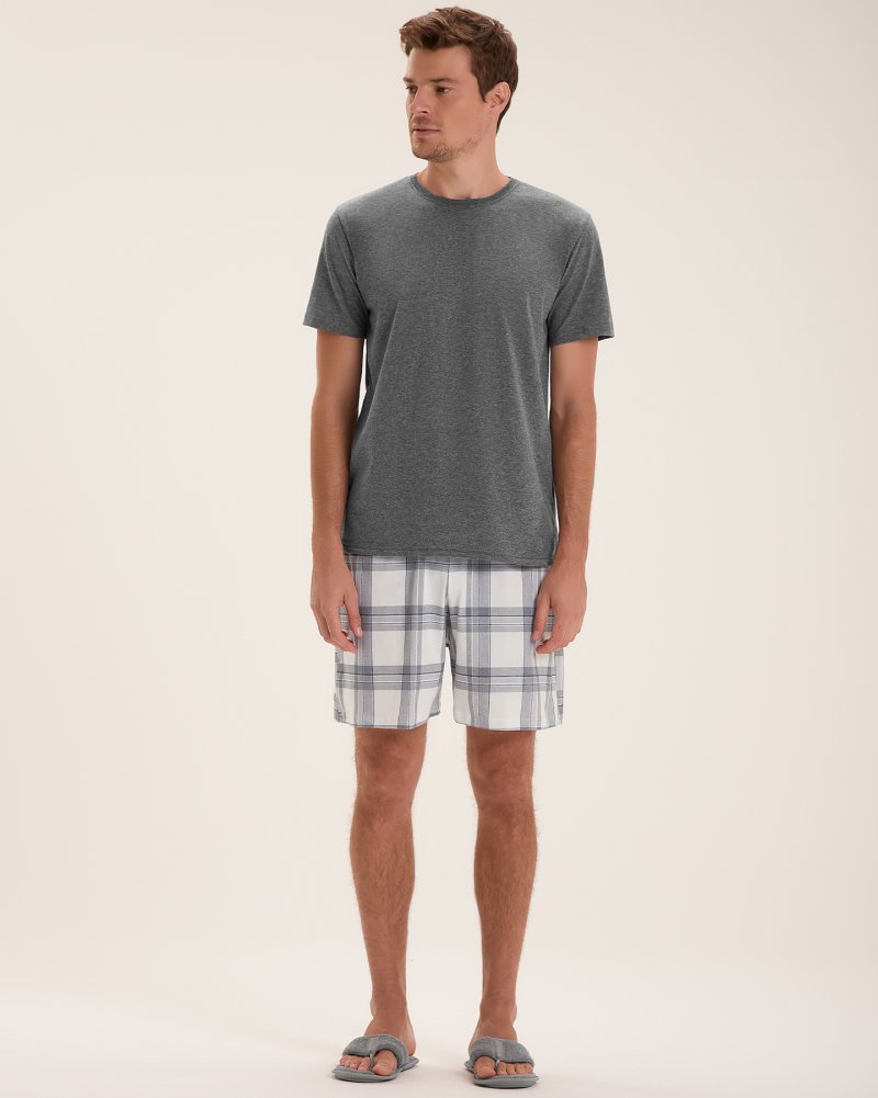 Pijama Masculino Manga Curta Com Bermuda