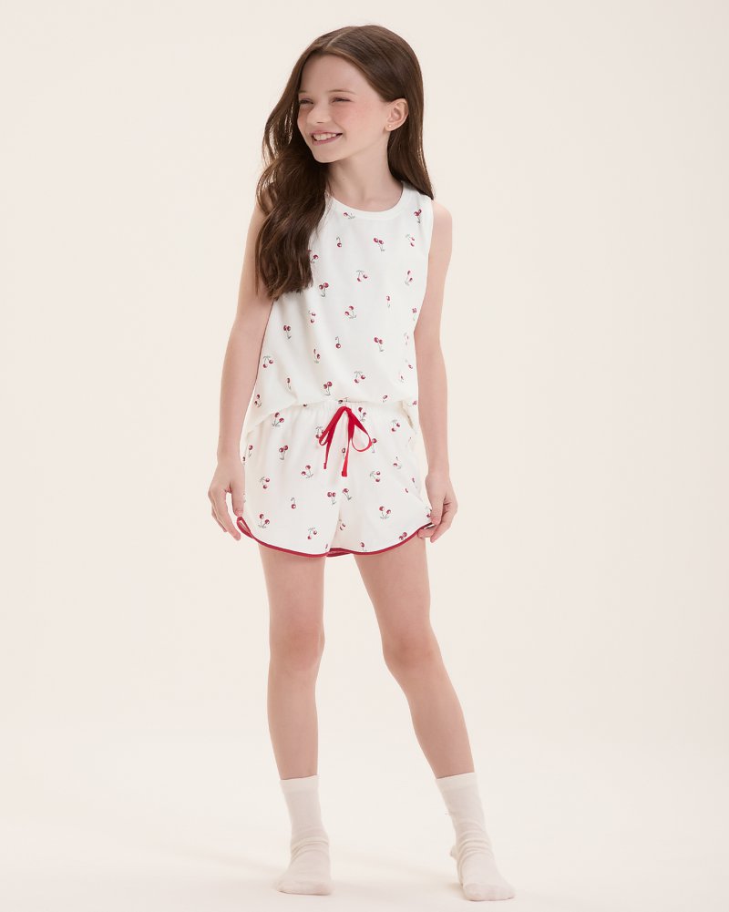 Pijama Feminino Infantil Regata Com Shorts