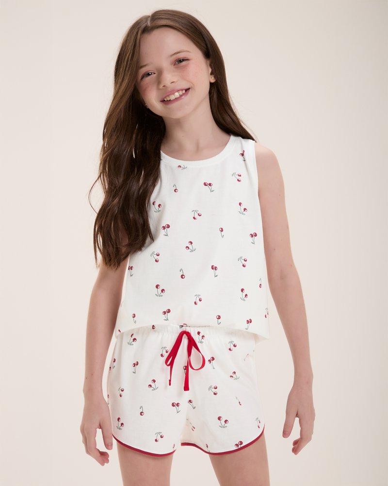 Pijama Feminino Infantil Regata Com Shorts