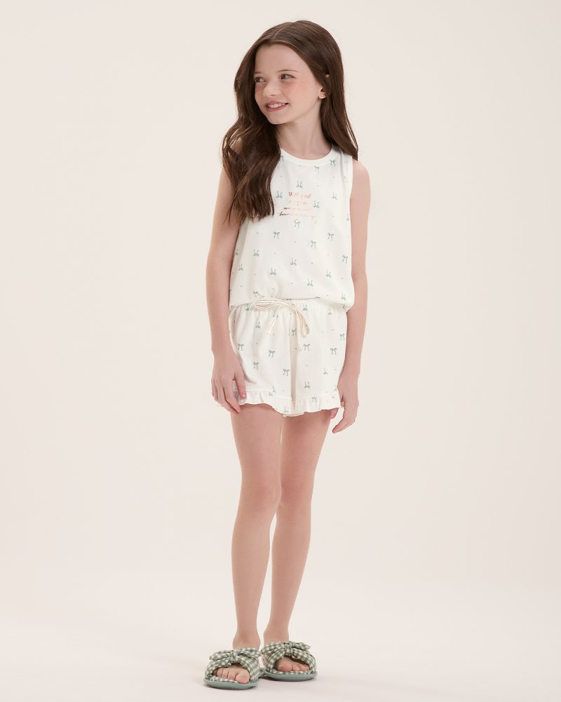 Pijama Feminino Infantil Regata Com Shorts