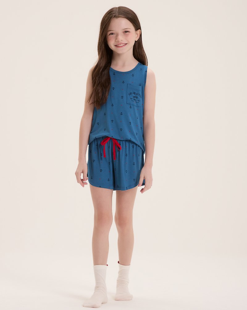 Pijama Feminino Infantil Regata Com Shorts