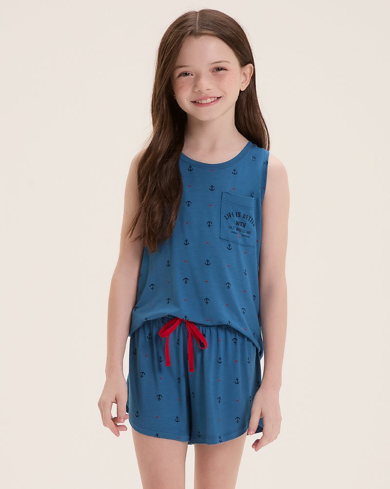 Pijama Feminino Infantil Regata Com Shorts