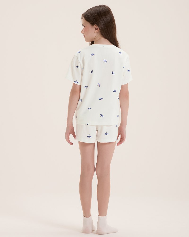 Pijama Infantil Feminino Manga Curta Com Shorts
