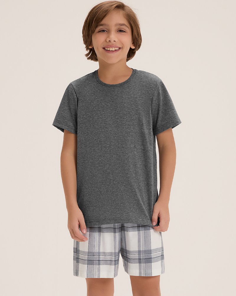Pijama Masculino Infantil Manga Curta Com Bermuda