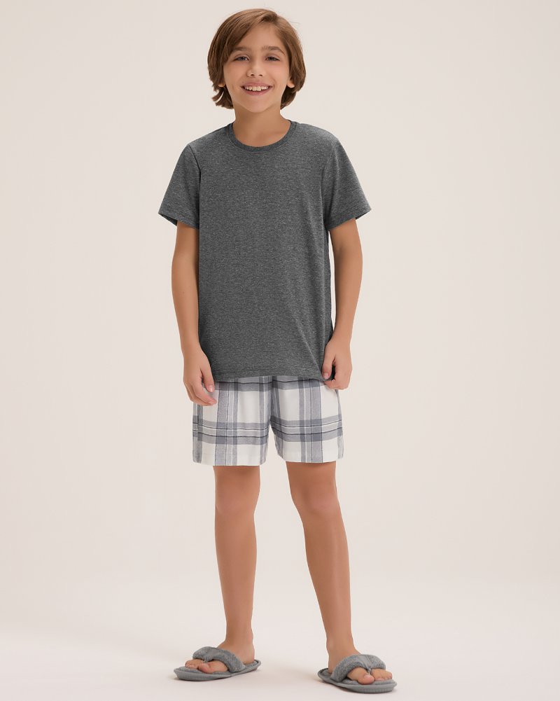 Pijama Masculino Infantil Manga Curta Com Bermuda