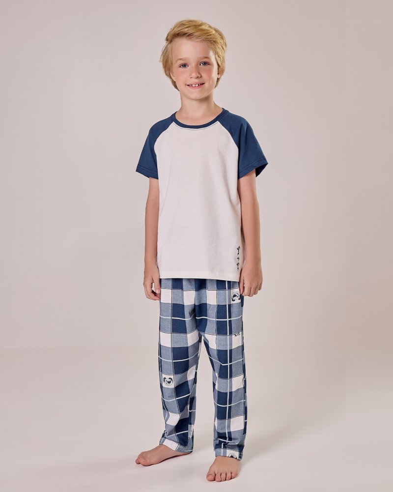 Pijama Masculino Infantil Manga Curta Com Cal�a
