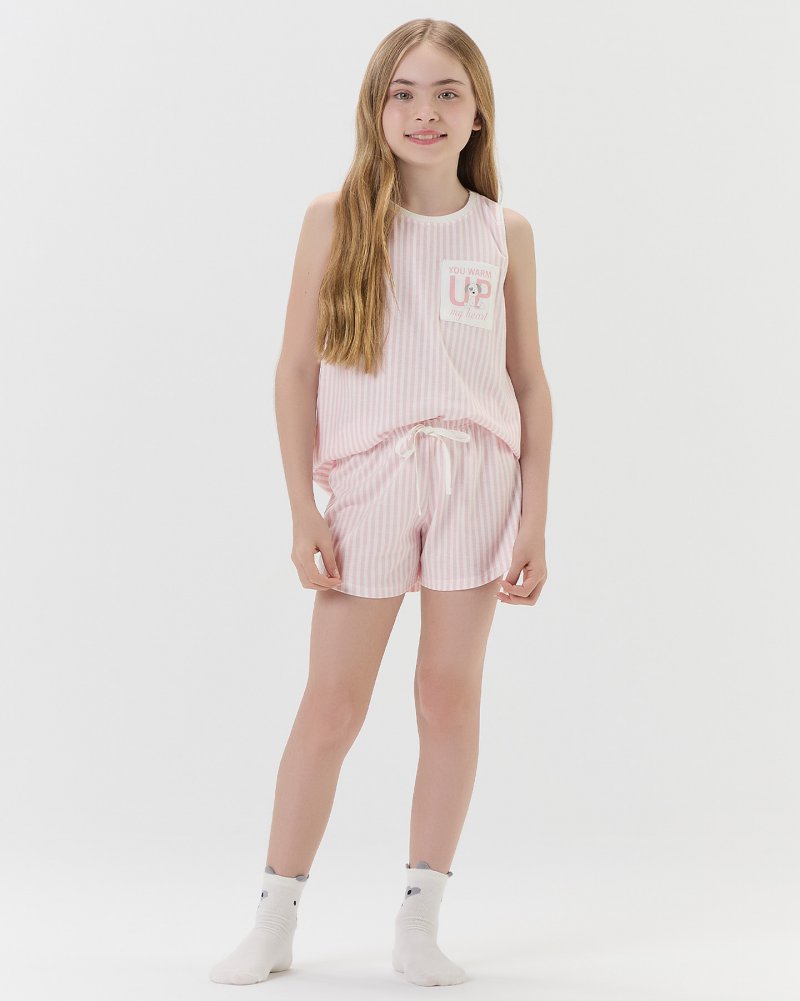 Pijama Infantil Feminino Regata Com Shorts