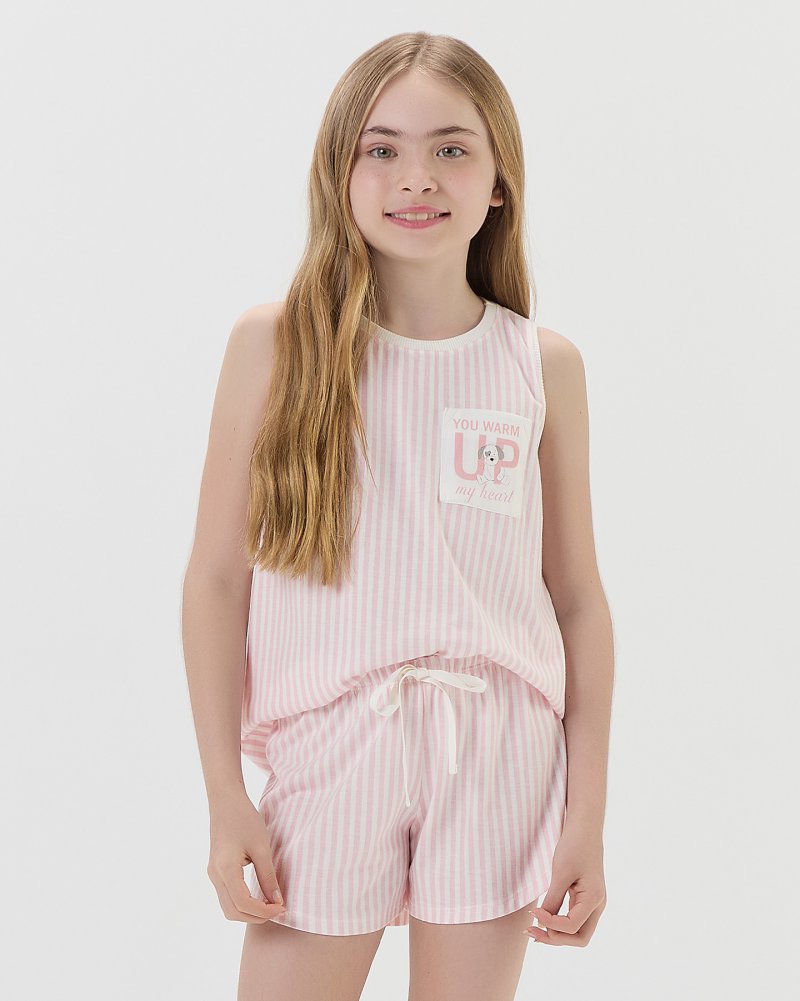 Pijama Infantil Feminino Regata Com Shorts