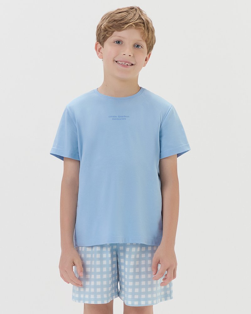 Pijama Masculino Infantil Manga Curta Com Bermuda