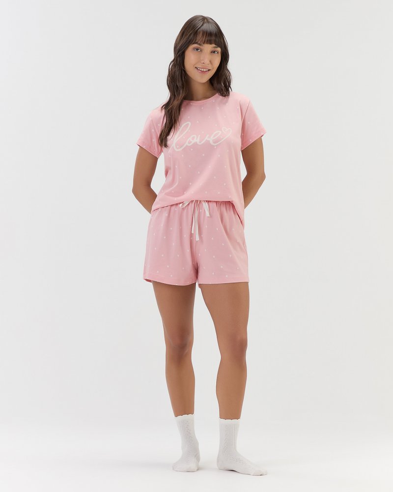 Pijama Feminino Manga Curta com Shorts