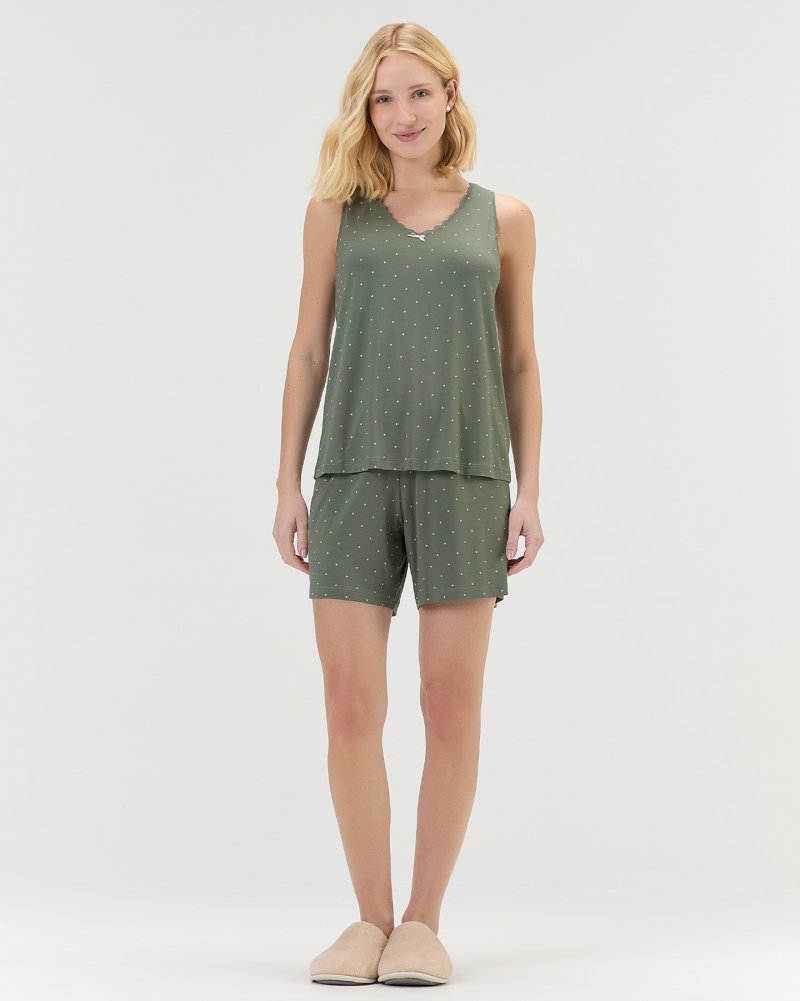 Pijama Feminino Regata Com Bermuda