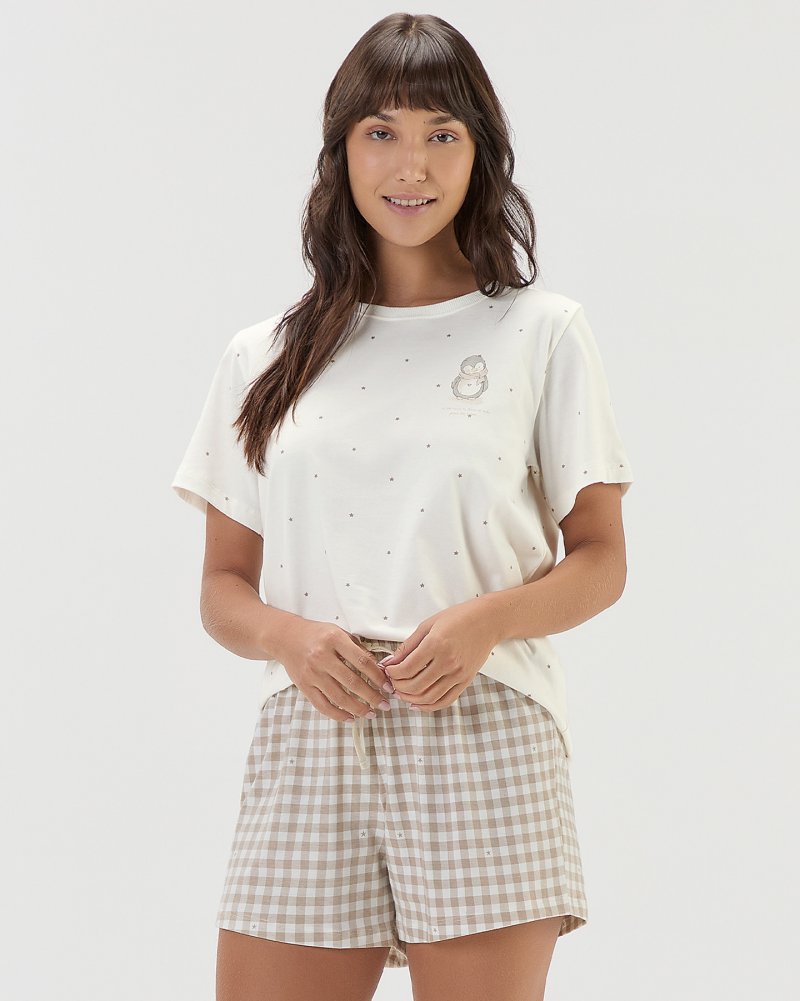 Pijama Feminino Manga Curta Com Shorts