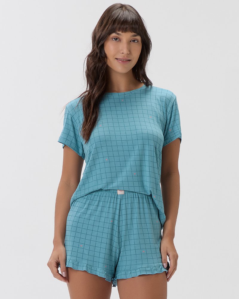 Pijama Feminino Manga Curta com Shorts