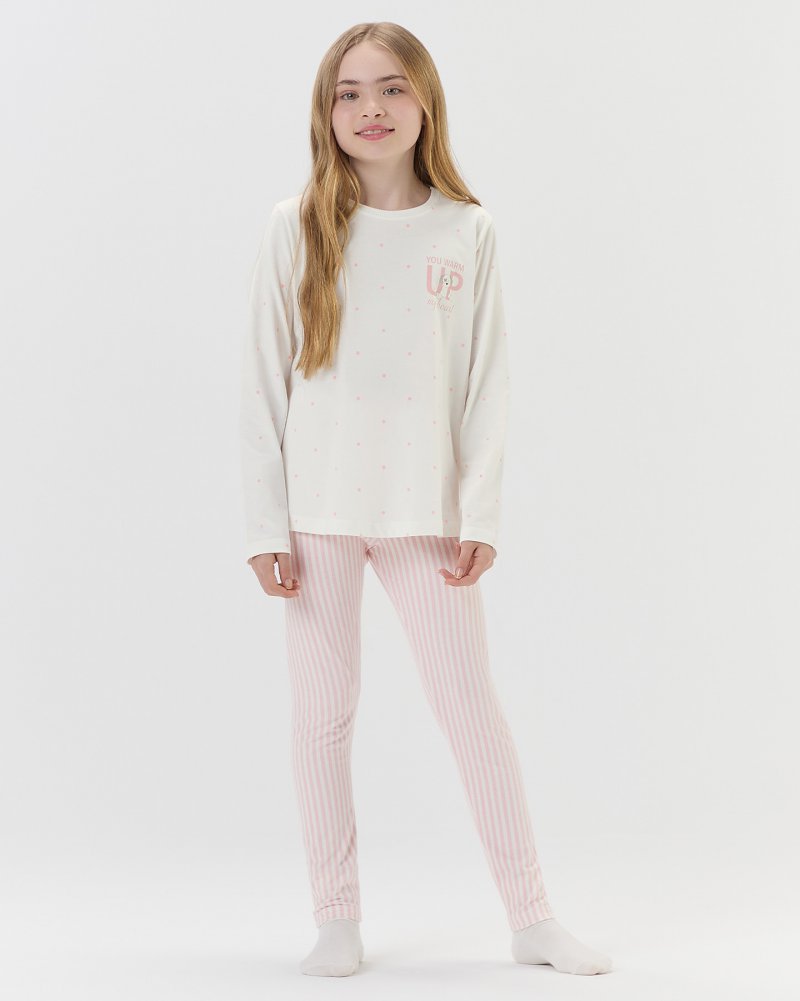 Pijama Feminino Infantil Manga Longa Com Legging