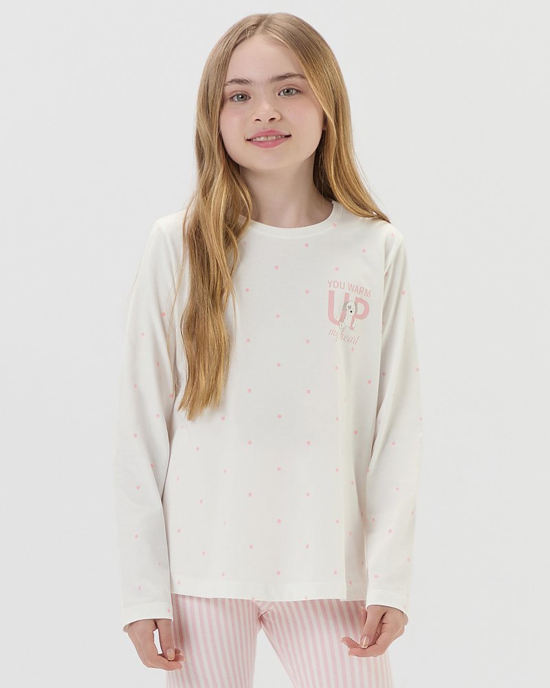 Pijama Feminino Infantil Manga Longa Com Legging
