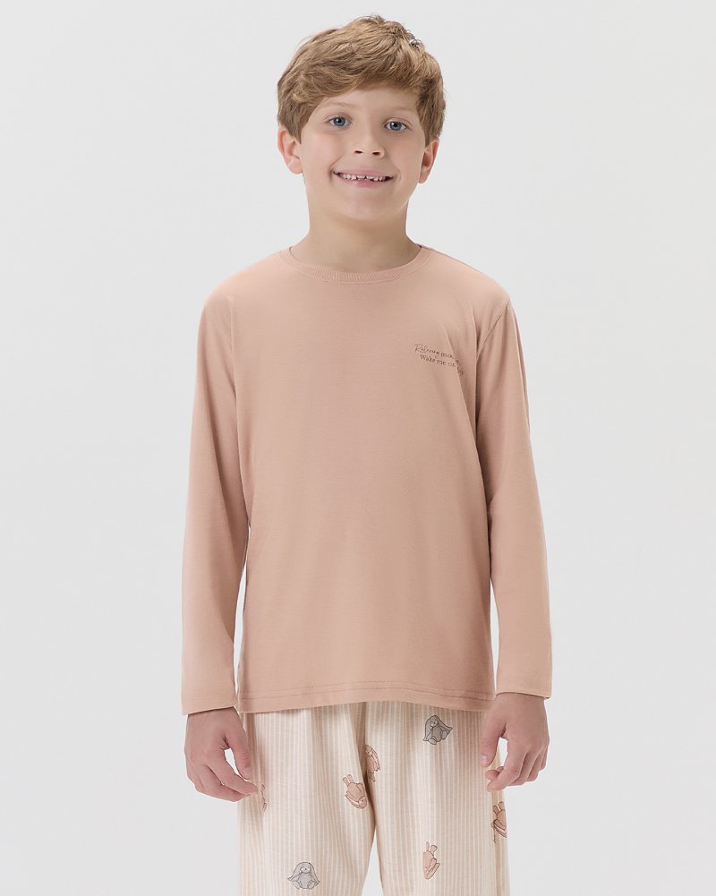 Pijama Masculino Infantil  Manga Longa Com Cal�a