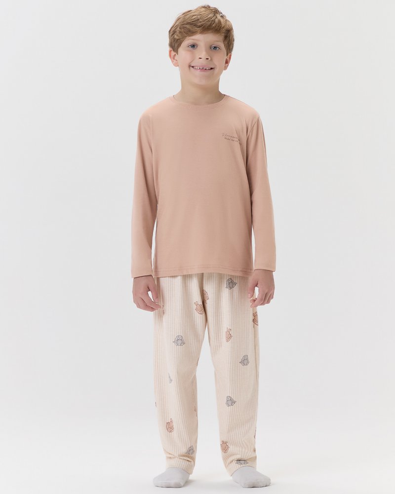 Pijama Masculino Infantil  Manga Longa Com Cal�a