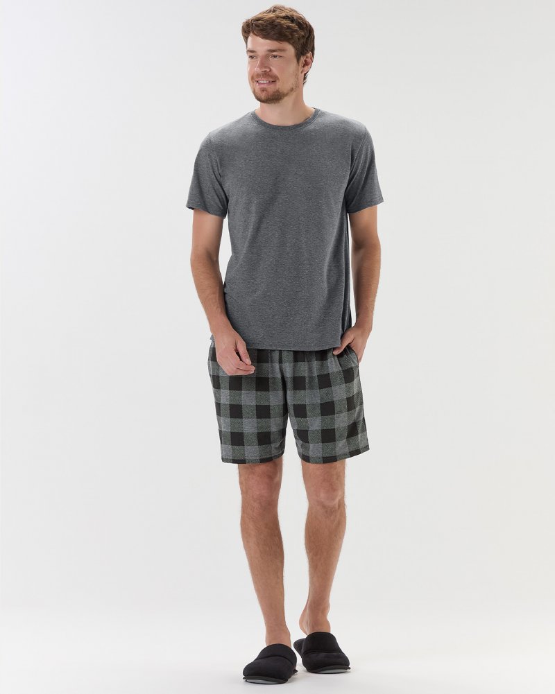 Pijama Masculino Manga Curta Com Bermuda