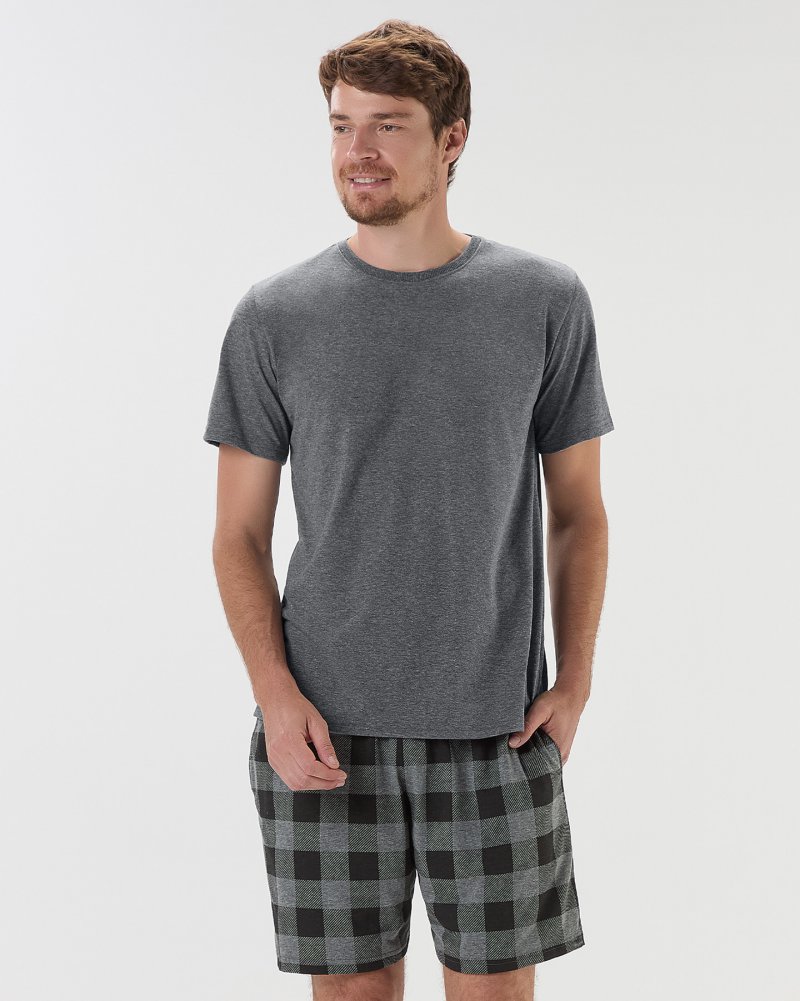 Pijama Masculino Manga Curta Com Bermuda