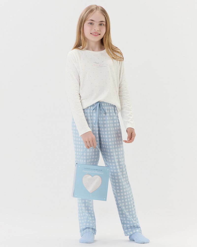Pijama Feminino Infantil Manga Longa Com Cal�a