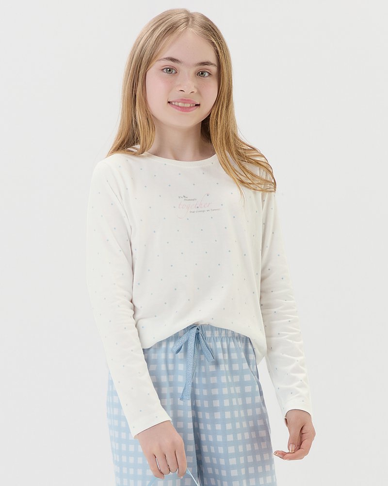 Pijama Feminino Infantil Manga Longa Com Cal�a