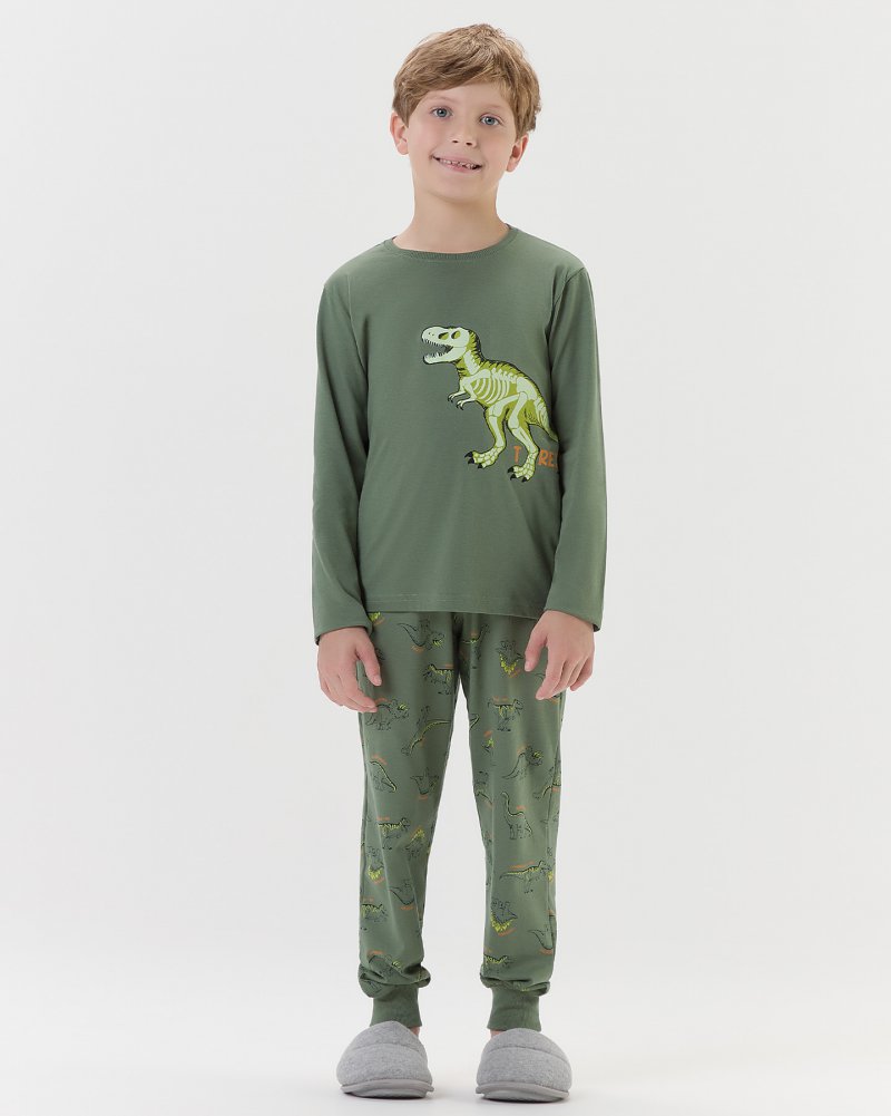 Pijama Masculino Infantil Manga Longa Com Cal�a