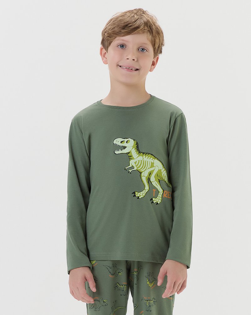Pijama Masculino Infantil Manga Longa Com Cal�a