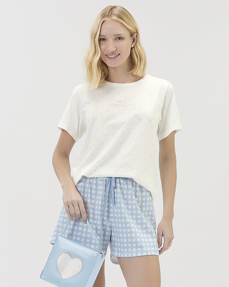 Pijama Feminino Manga Curta Com Shorts