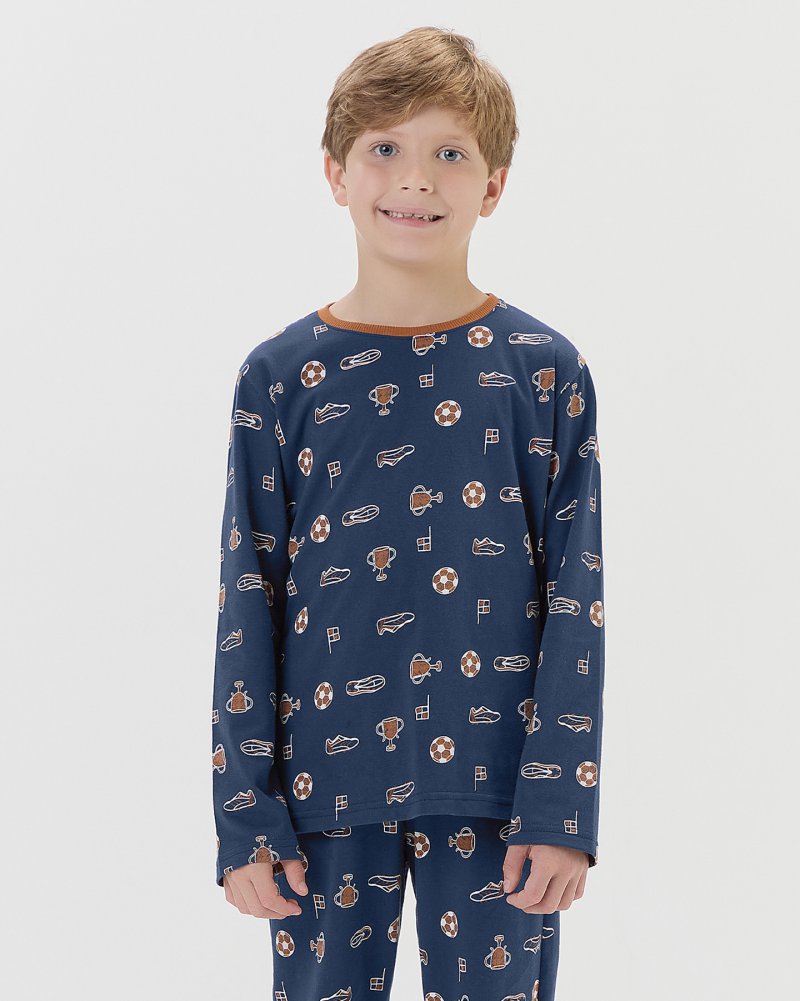 Pijama Masculino Infantil Manga Longa Com Cal�a