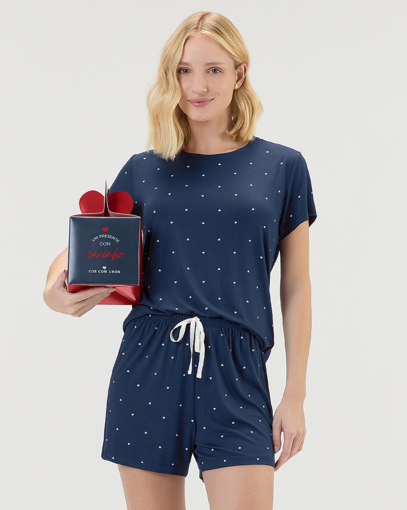 Pijama Feminino Manga Curta Com Shorts