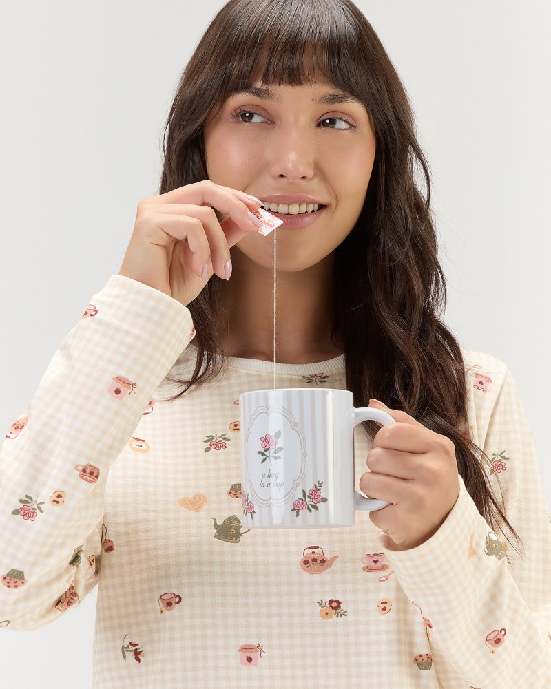 Pijama Feminino Manga Longa Com Cal�a