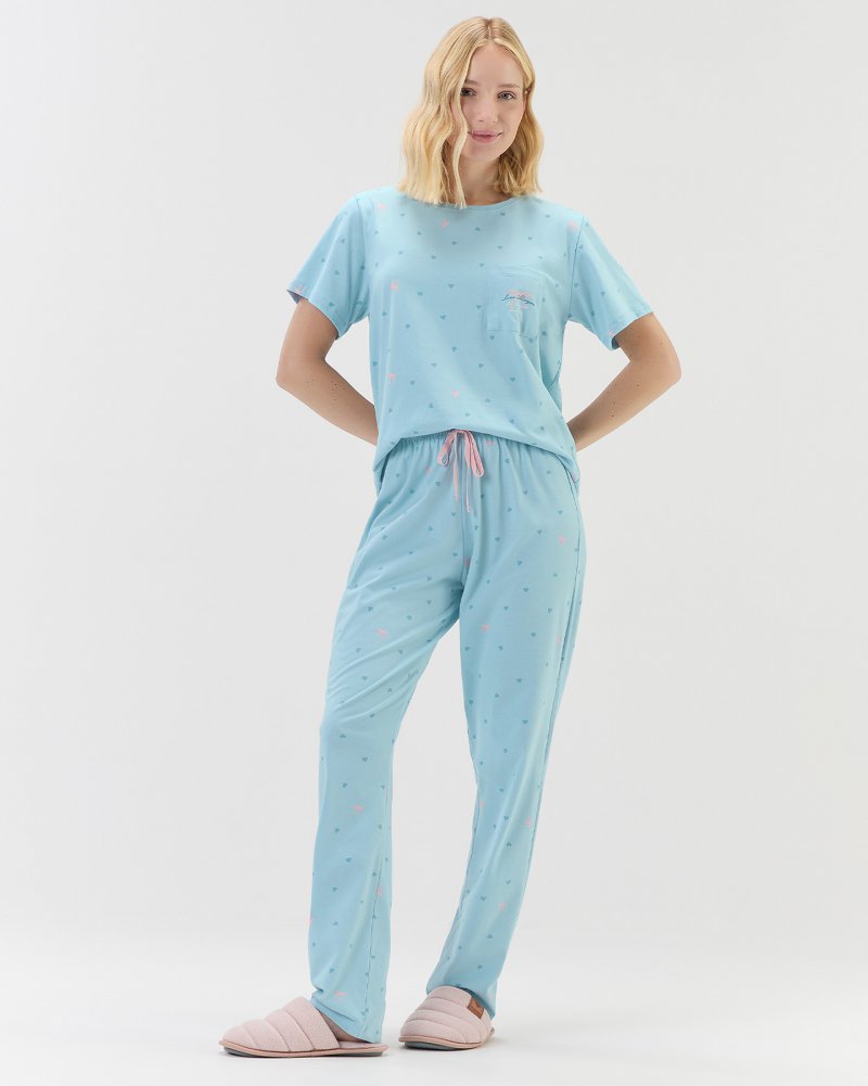 Pijama Feminino Manga Curta Com Cal�a