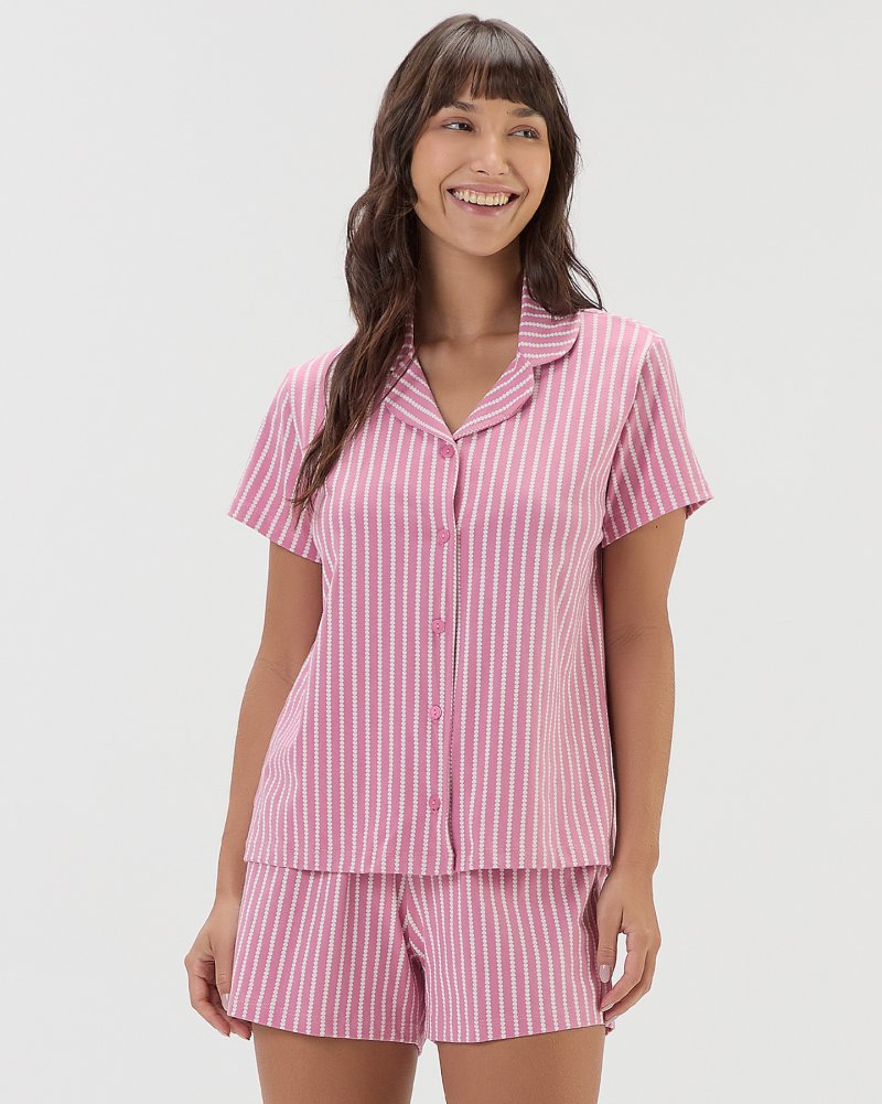 Pijama Feminino Manga Curta Americano com Shorts