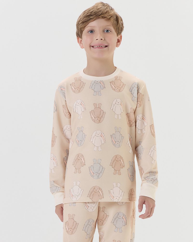 Pijama Infantil Unissex Manga Longa Com Cal�a