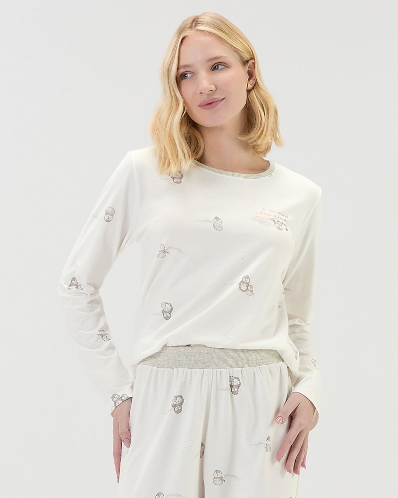 Pijama Feminino Manga Longa Com Cal�a