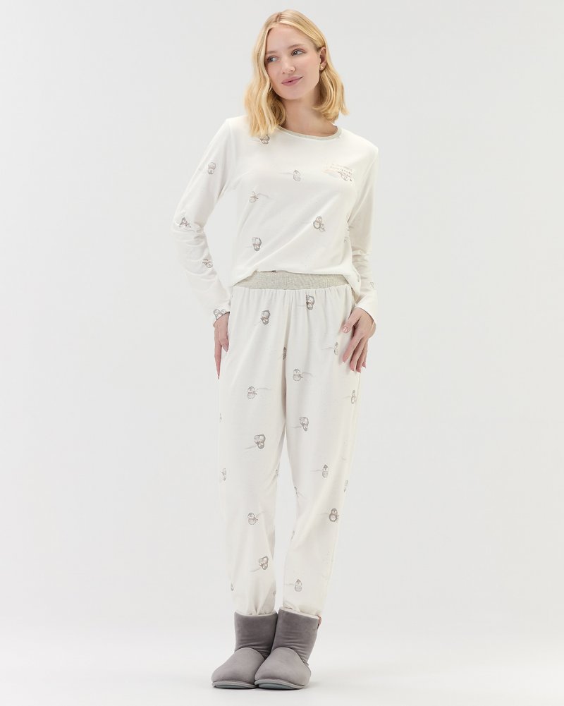 Pijama Feminino Manga Longa Com Cal�a