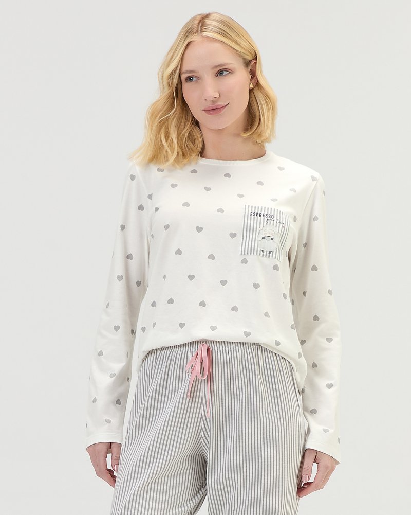 Pijama Feminino Manga Longa Com Cal�a