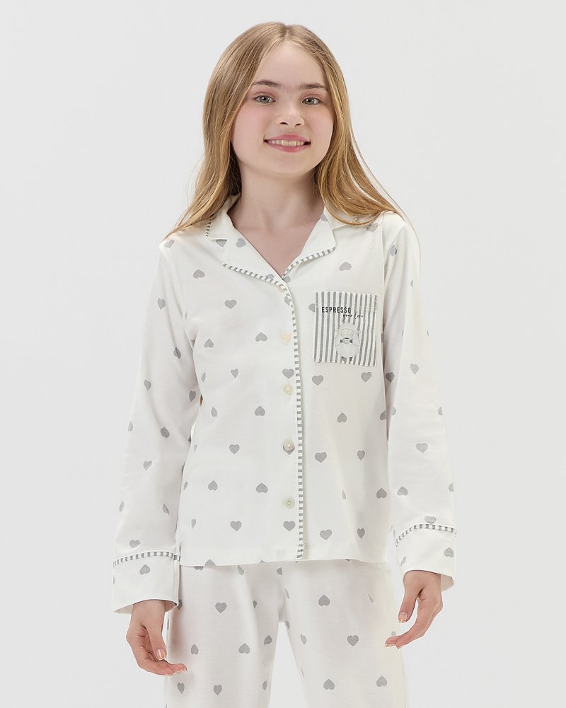 Pijama Feminino Infantil Manga Longa Americano Com Cal�a