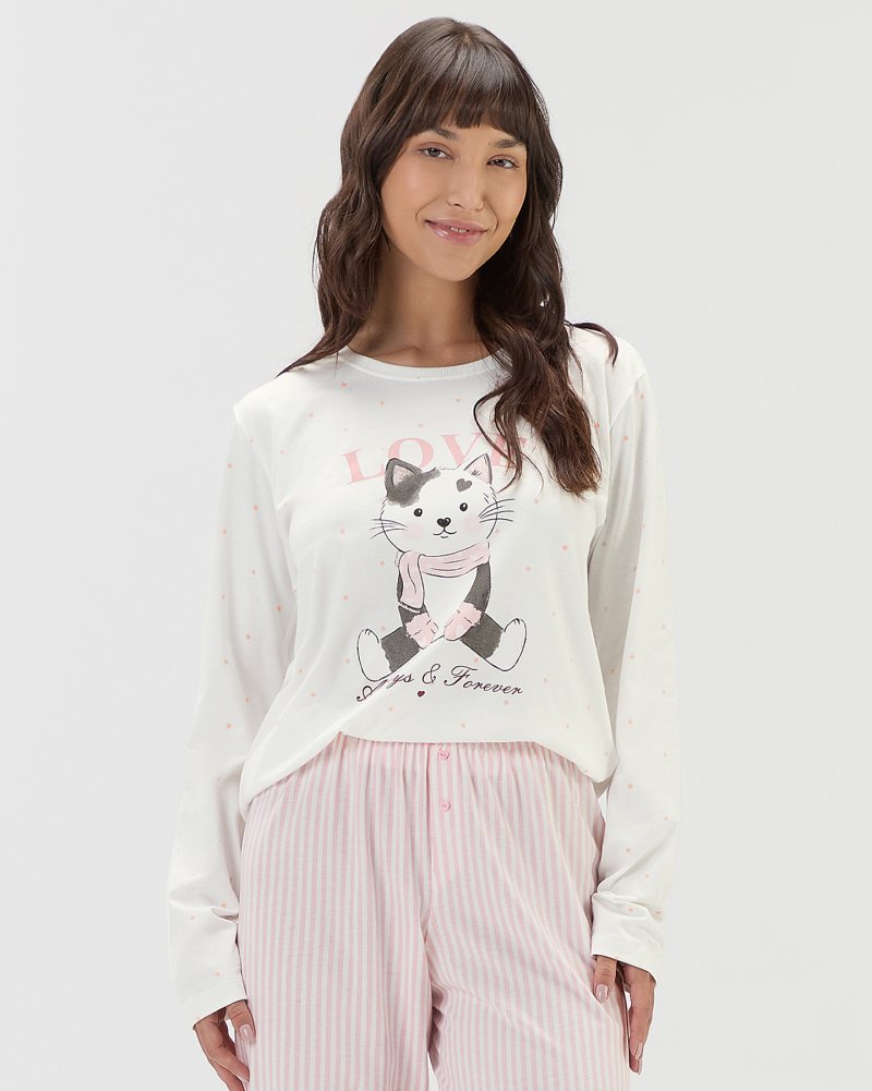 Pijama Feminino Manga Longa com Cal�a