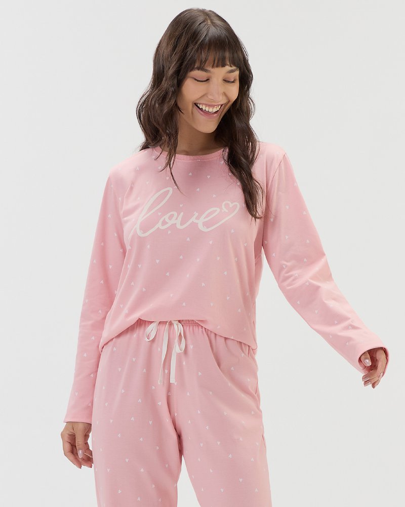 Pijama Feminino Manga Longa Com Cal�a