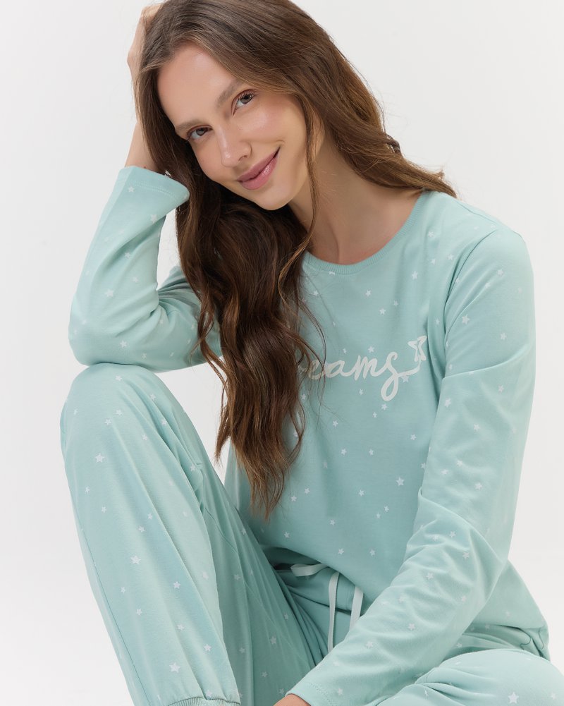 Pijama Feminino Manga Longa Com Cal�a