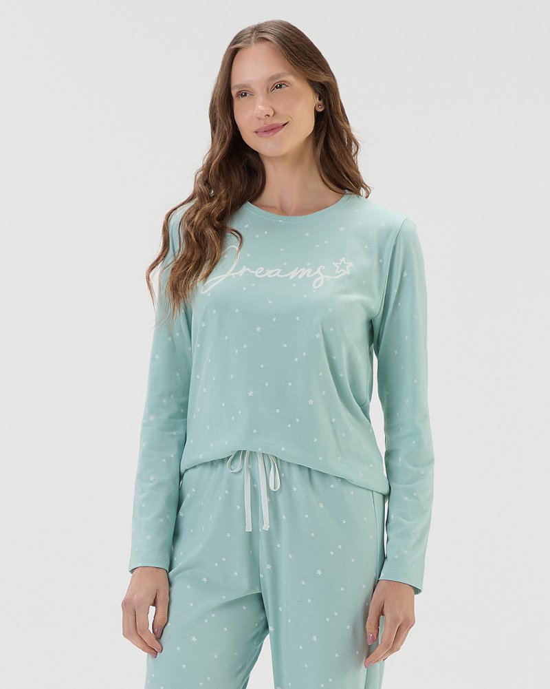 Pijama Feminino Manga Longa Com Cal�a