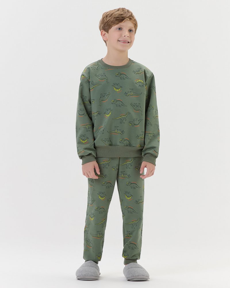 Pijama Masculino Infantil Manga Longa Com Cal�a