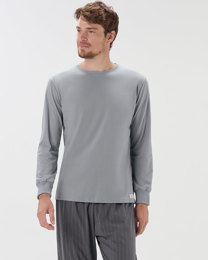 Pijama Masculino Manga Longa Com Cal�a