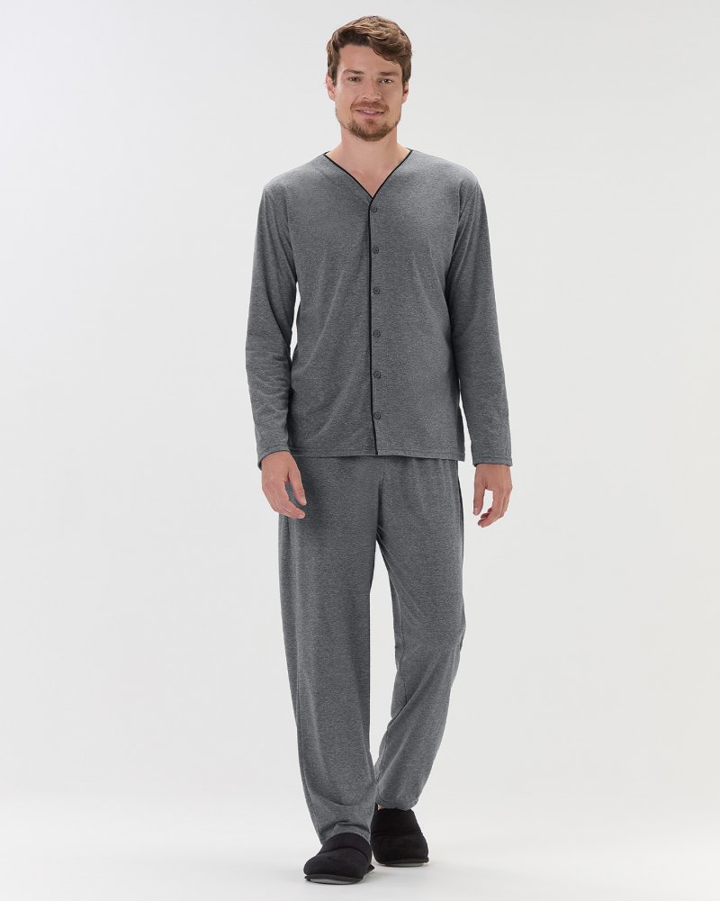 Pijama Masculino Com Abertura Manga Longa Com Cal�a