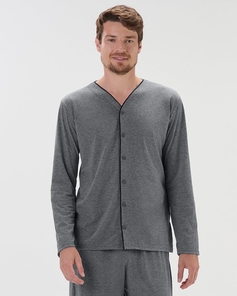 Pijama Masculino Com Abertura Manga Longa Com Cal�a